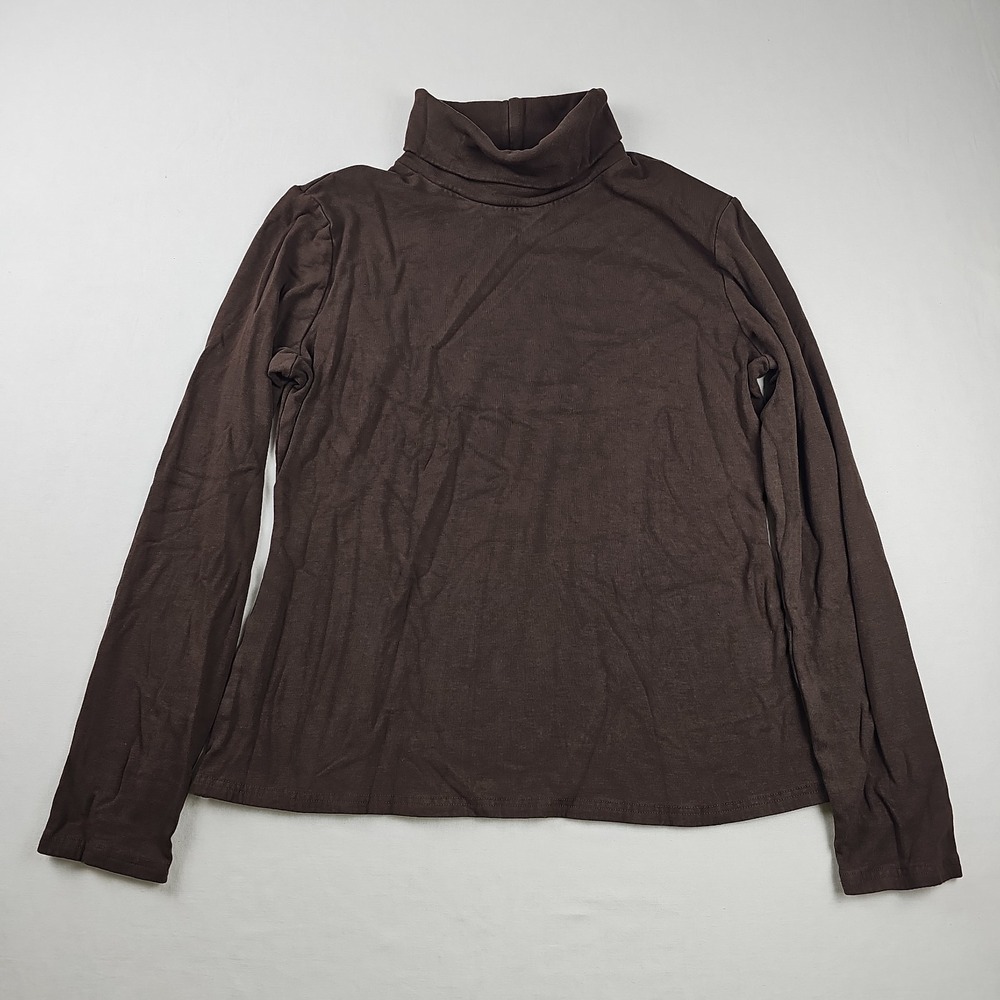 SUNBS Women's Turtleneck Size L Brown Sweater Pullover  Long Sleeve Rayon Blend